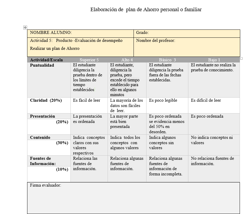 PLAN DE AHORRO
